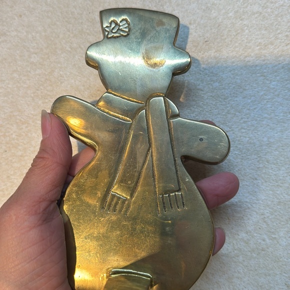 2 Hosley Brass Snowman Stocking holders - Picture 4 of 5